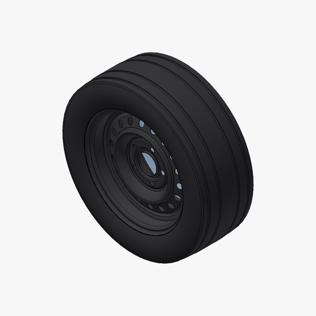 Wiel + Band 195/50R13C (RAL9005 - MAT)zwart