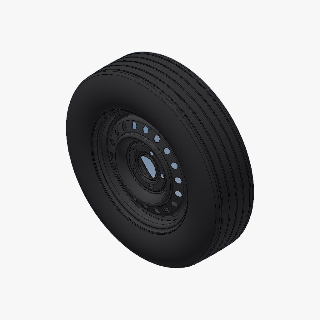 Wiel + Band 185R14 C8 5-Gats  (RAL9005 - MAT)zwart