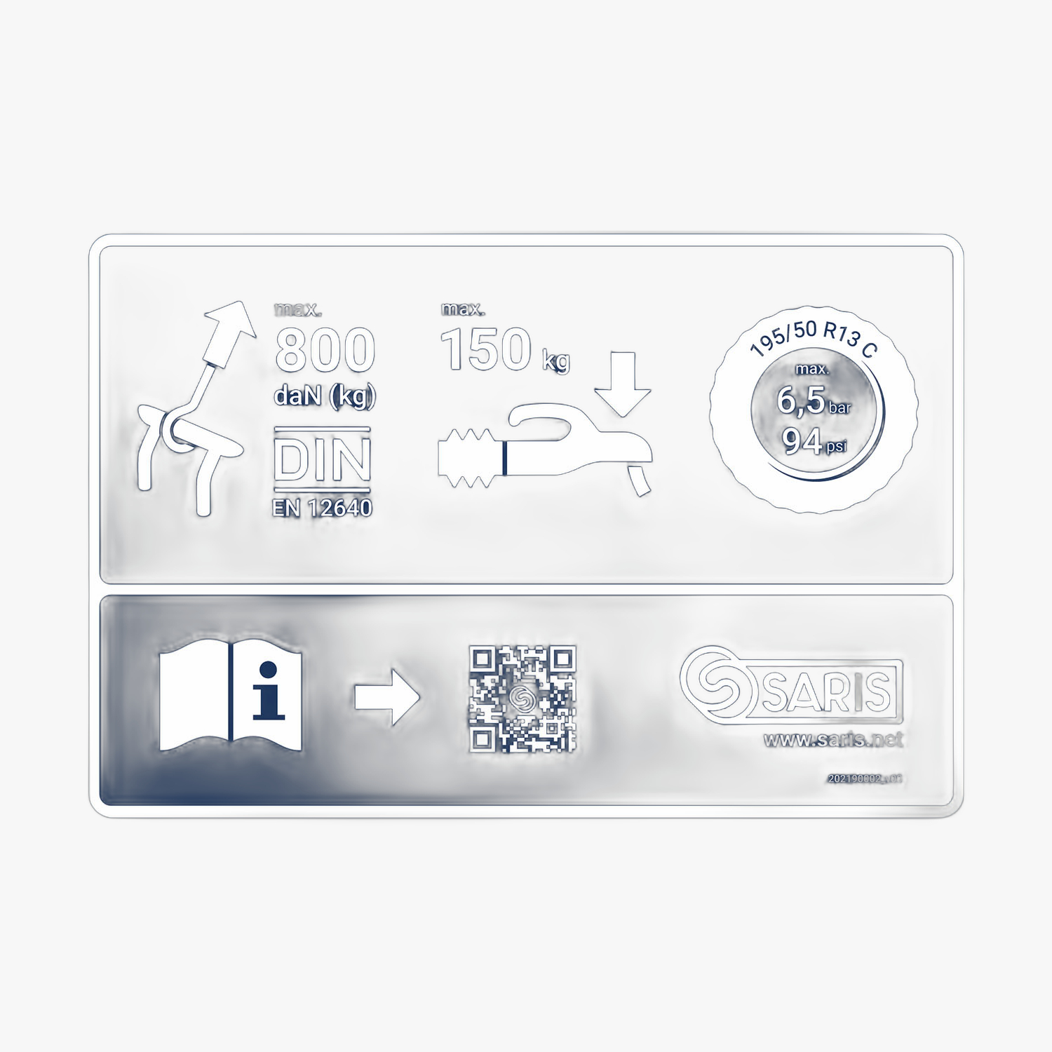 Sticker maximale belasting bindpunten DIN EN 12640