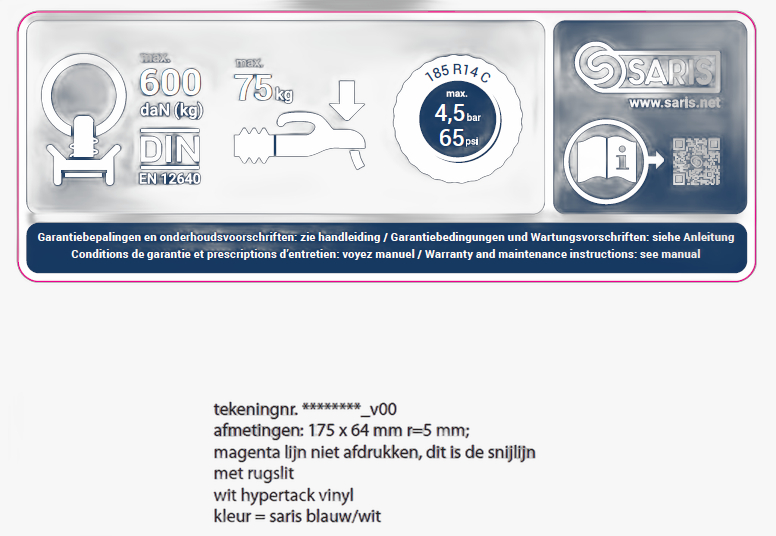 Sticker Opbouw 75Kg - 600 daN combi 