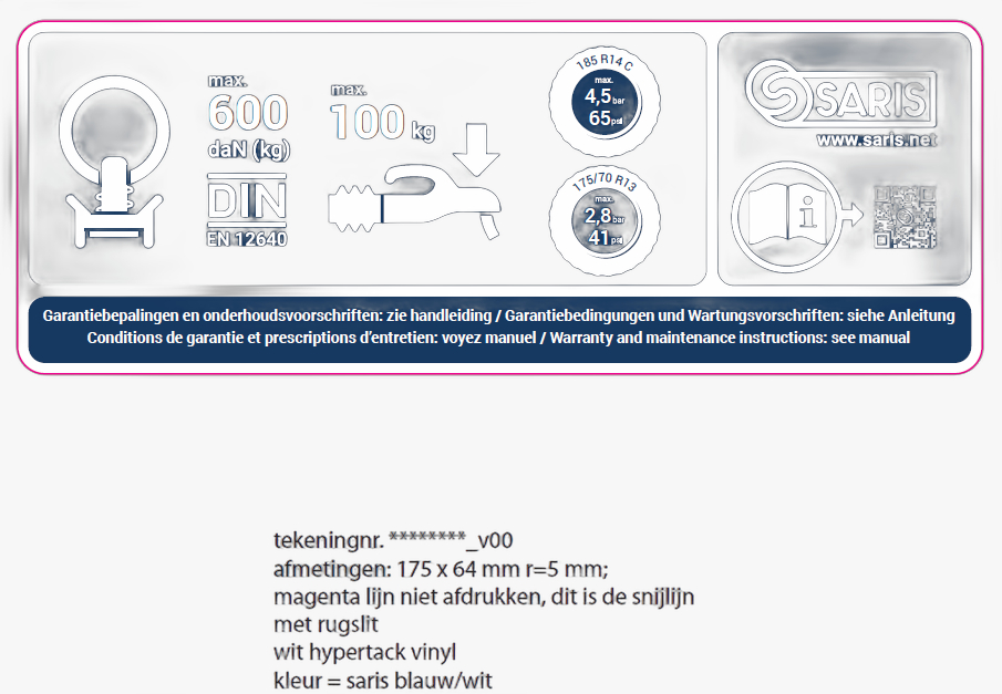Sticker Opbouw 100Kg - 600 daN combi 