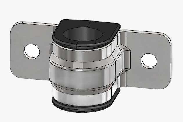 Metal pipe clamp with a stainless steel insert 