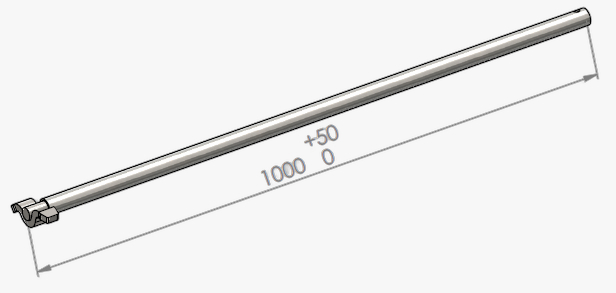 Pipe with welded bolts L=1000 mm STAINLESS STEEL